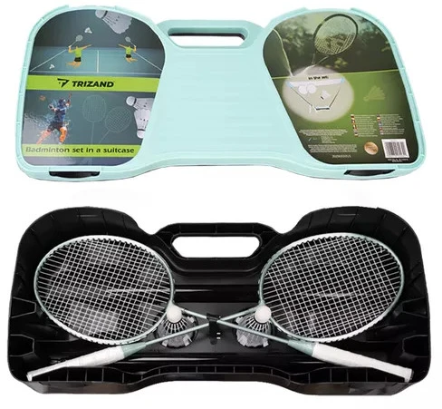 Badmintono rinkinys 4in1 su lagaminu, raketėmis ir tinklu