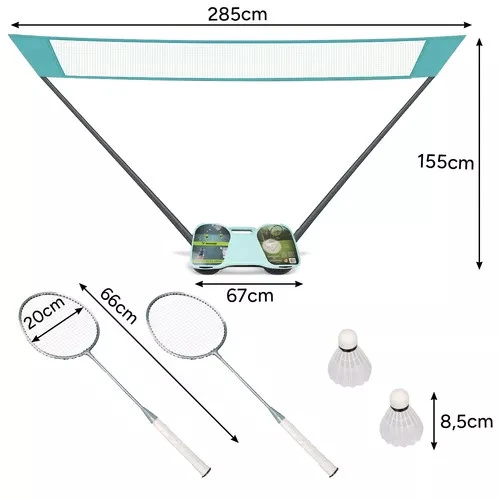 Badmintono rinkinys 4in1 su lagaminu, raketėmis ir tinklu