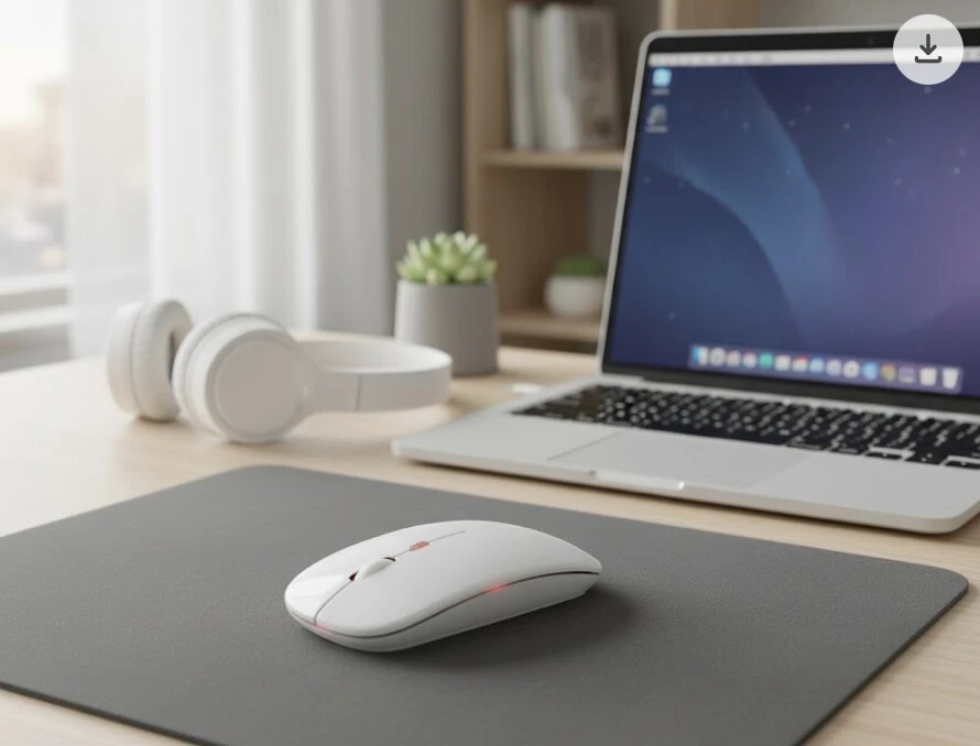 Belaidė pelė ergonominė kompiuterio pelytė, su šviesomis, spalva: balta