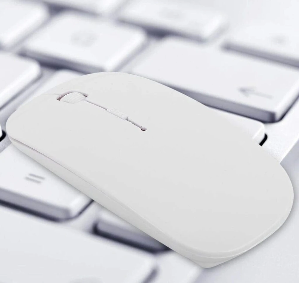 Belaidė pelė ergonominė kompiuterio pelytė, su šviesomis, spalva: balta