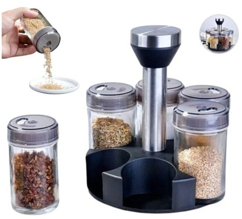 Besisukantis prieskonių indelių rinkinys, 6 vnt.