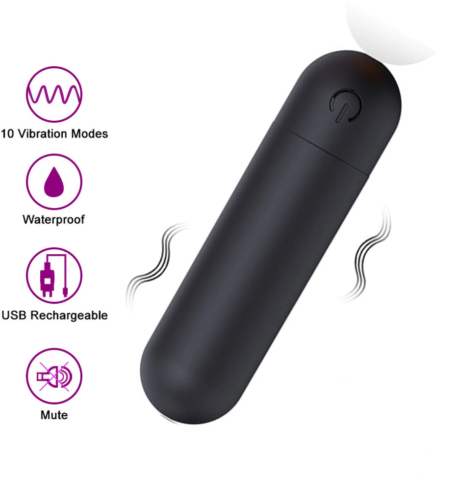 Bullet tipo vibratorius su įkrovimo dėklu – 10 vibracijos dažnių