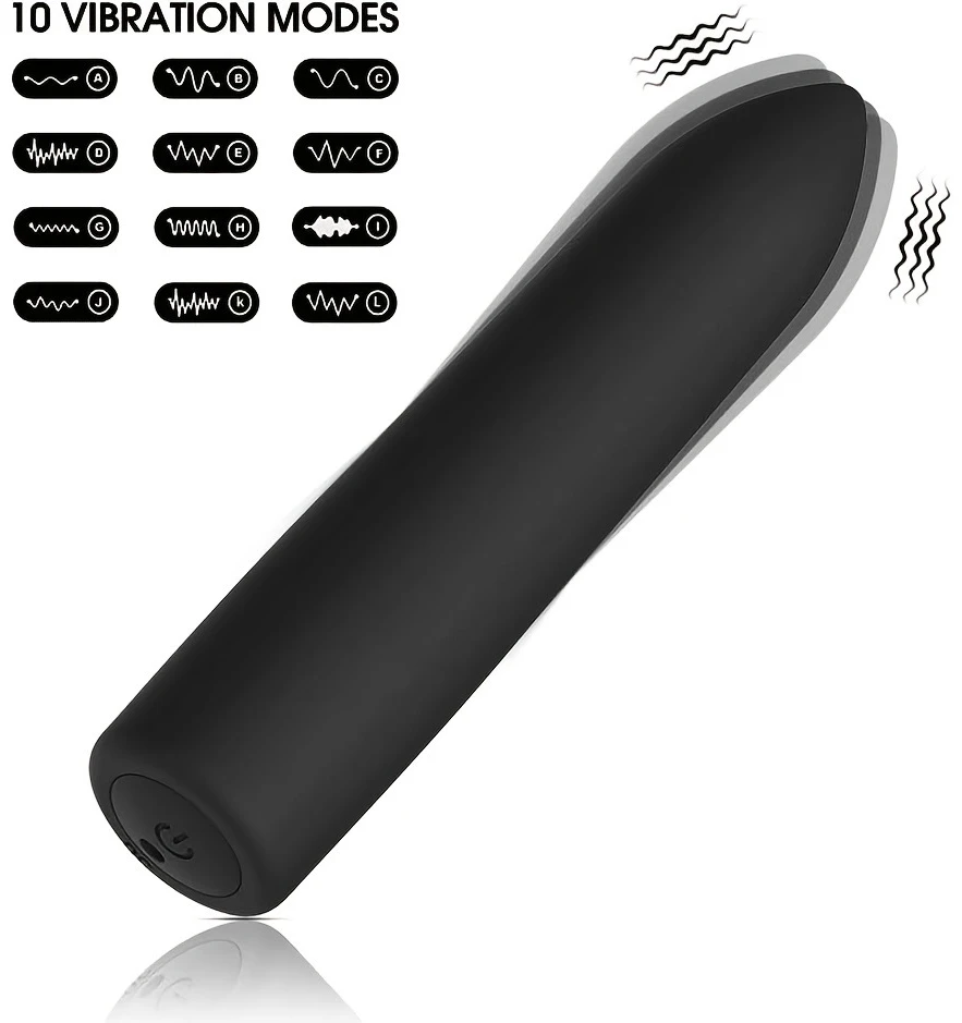Bullet tipo vibratorius su įkrovimo dėklu – 10 vibracijos dažnių