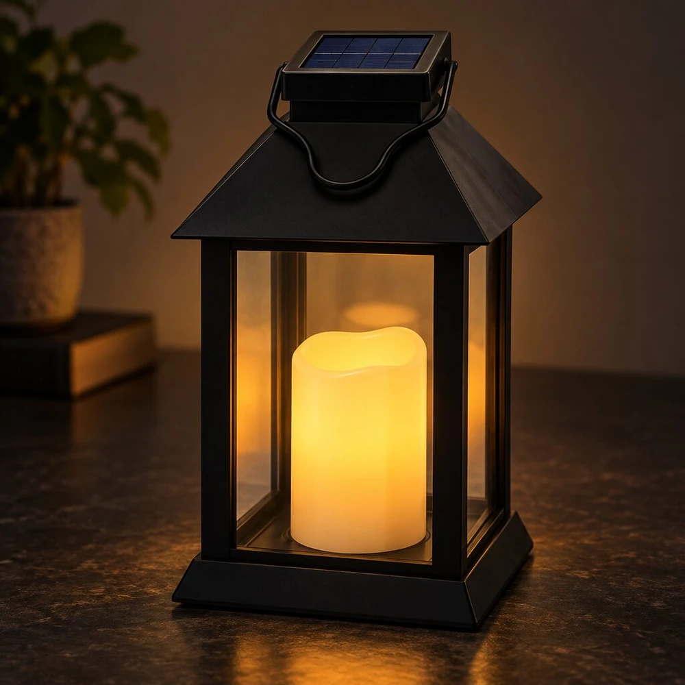Juodas saulės energija maitinamas LED žibintas 10766, 28 cm