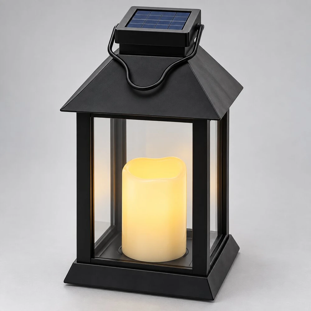 Juodas saulės energija maitinamas LED žibintas 10766, 28 cm