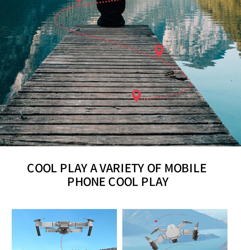 Dronas su kamera E88 Pro 4k HD