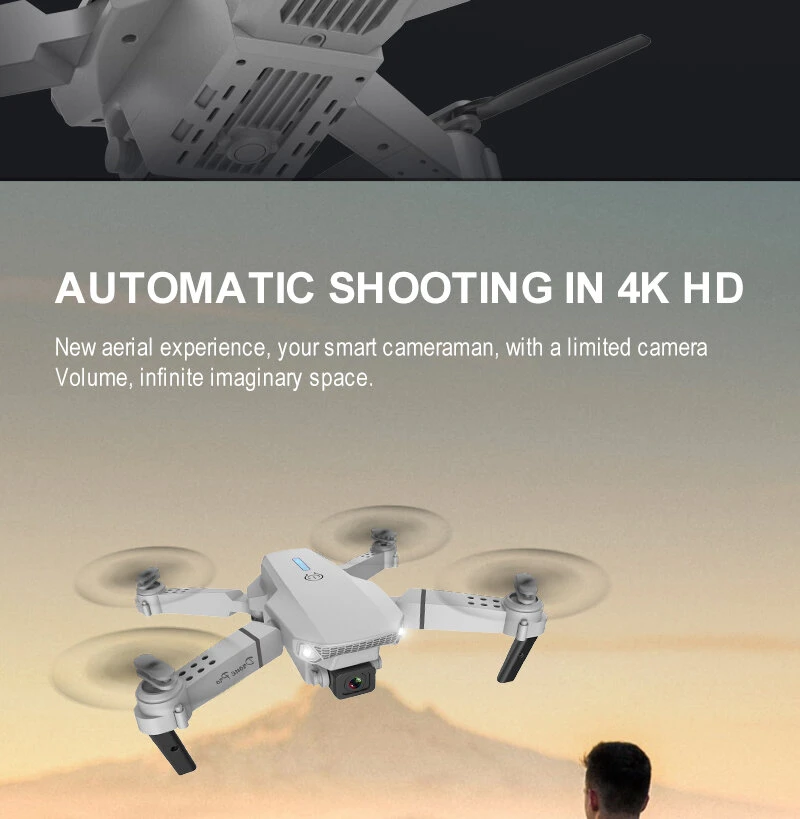 Dronas su kamera E88 Pro 4k HD