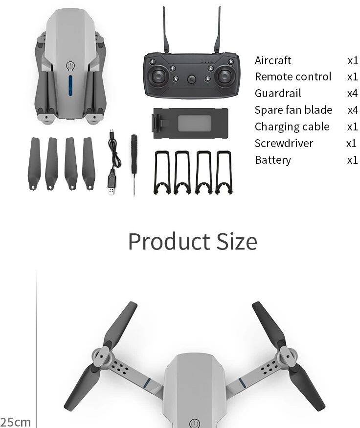Dronas su kamera E88 Pro 4k HD