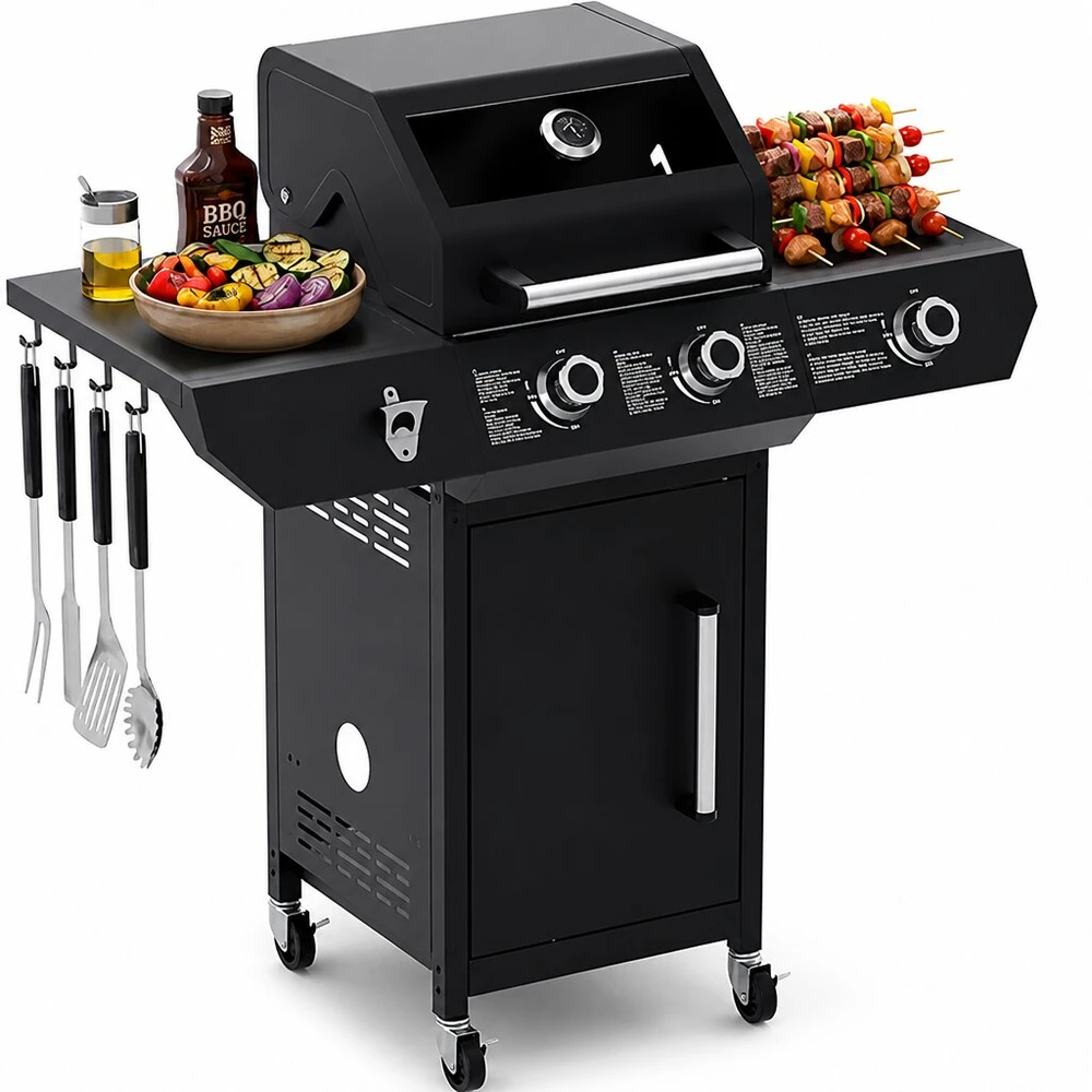Dujinis grilis Varen 3.0 Juodas, 10 kW, 2+1 degikliai