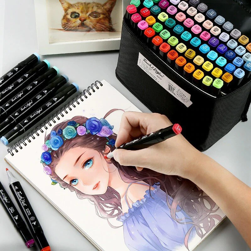 Dvipusiai žymekliai, markeriai, flomasteriai piešimui bei "sketchingui" 36 vnt, spalvos