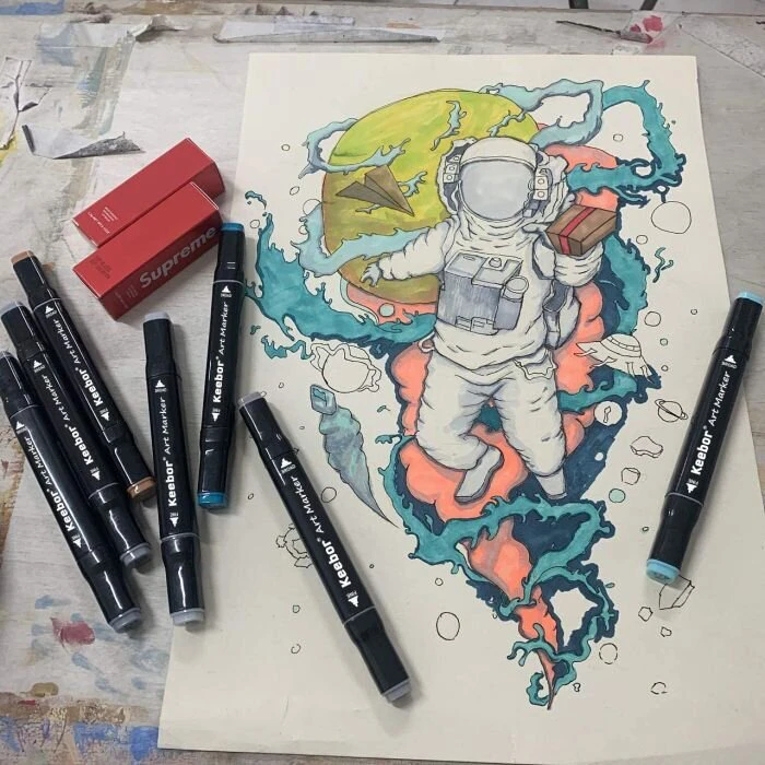 Dvipusiai žymekliai, markeriai, flomasteriai piešimui bei "sketchingui" 36 vnt, spalvos