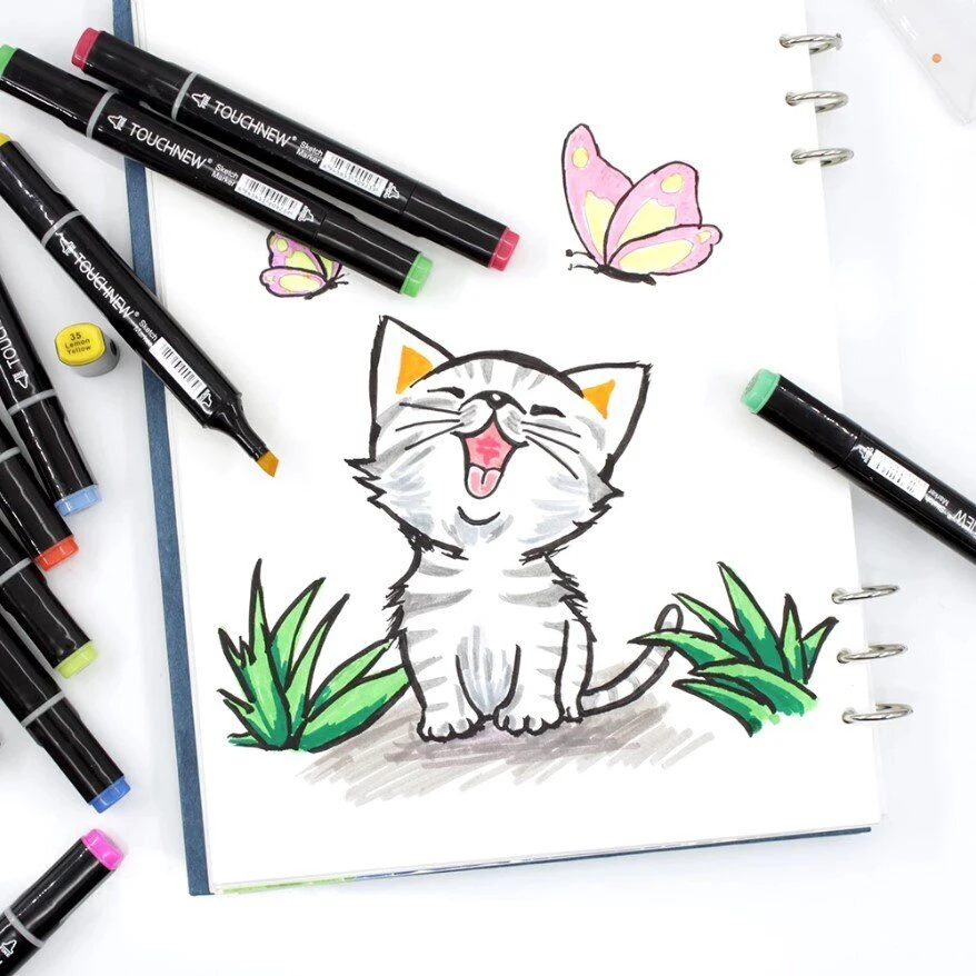 Dvipusiai žymekliai, markeriai, flomasteriai piešimui bei "sketchingui" 36 vnt, spalvos