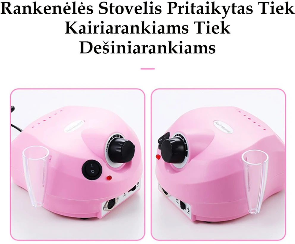 Elektrinė manikiūro ir pedikiūro nagų freza, rožinė