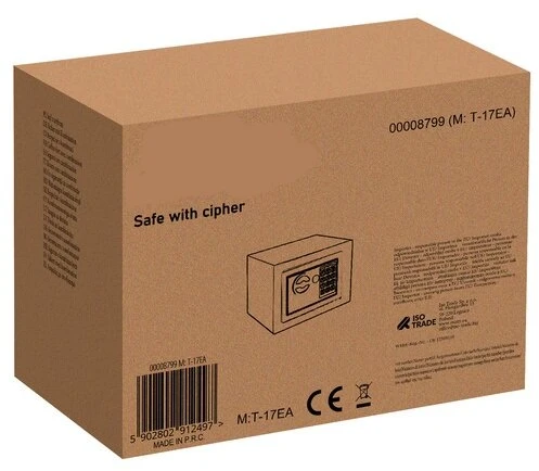 Elektroninis namų seifas su kodu ir raktu, 23x17,5x17 cm