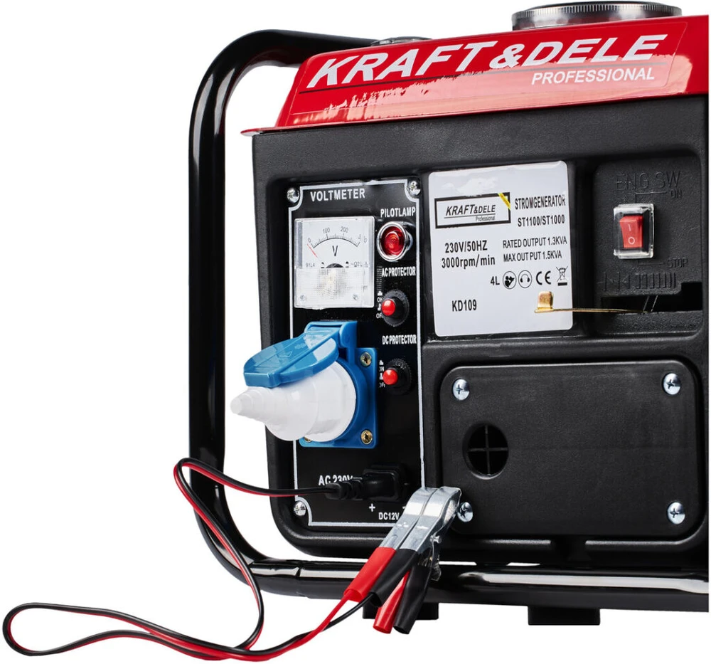 Kraft &amp; Dele Benzininis dvitaktis elektros generatorius Kraft & Dele KD109, 1200W 12V/230V