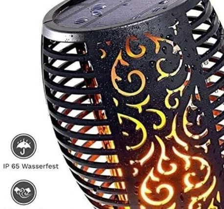 Lauko šviestuvas "Fakelas", įsmeigiamas į žemę su saulės baterijom, (6vnt.), spalva: juoda