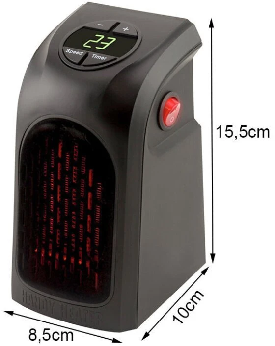 Mini elektrinis šildytuvas, 400 W, spalva: juoda