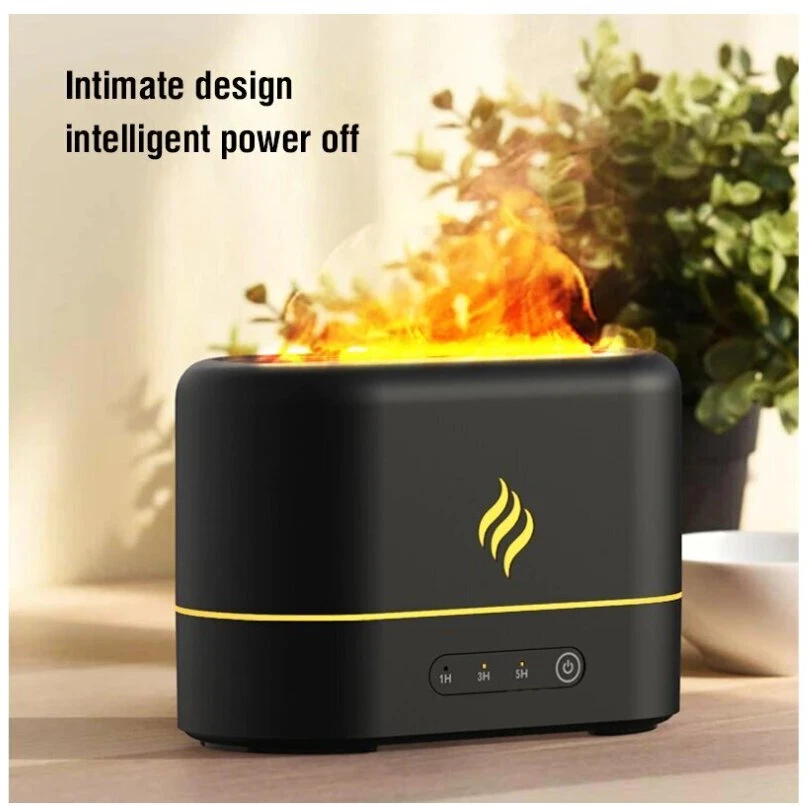 Ultragarsinis oro drėkintuvas su LED liepsnos efektu, 4.5 W, spalva: juoda