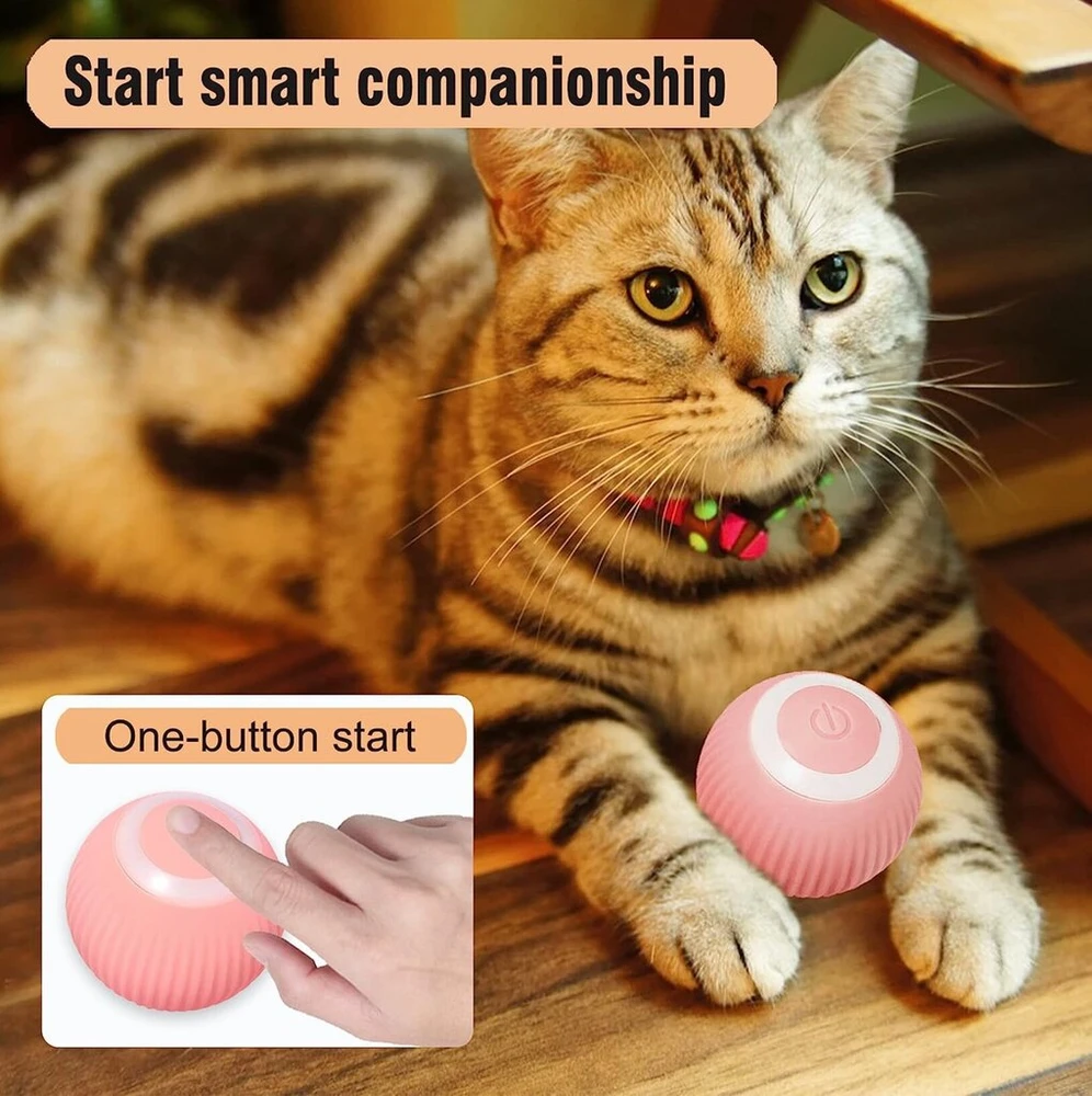 Interaktyvus kamuoliukas katėms Smart Cat Ball, rožinis Halpix