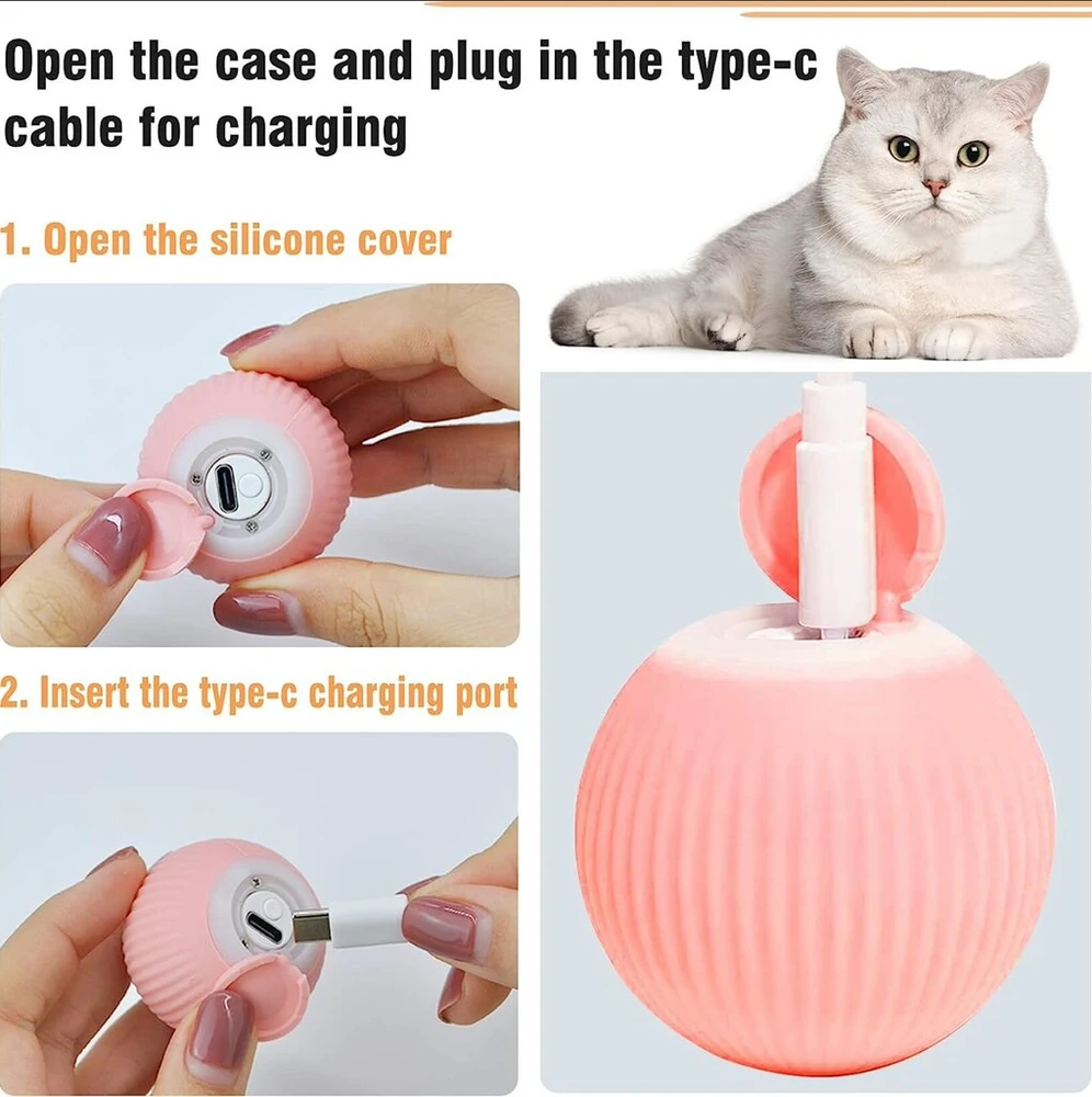Interaktyvus kamuoliukas katėms Smart Cat Ball, rožinis Halpix