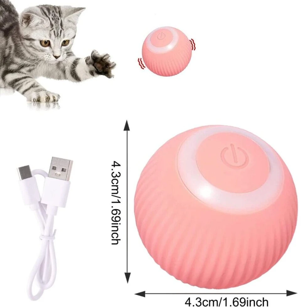 Interaktyvus kamuoliukas katėms Smart Cat Ball, rožinis Halpix