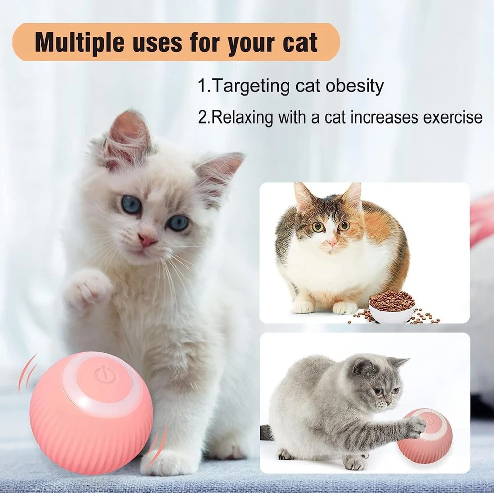Interaktyvus kamuoliukas katėms Smart Cat Ball, rožinis Halpix