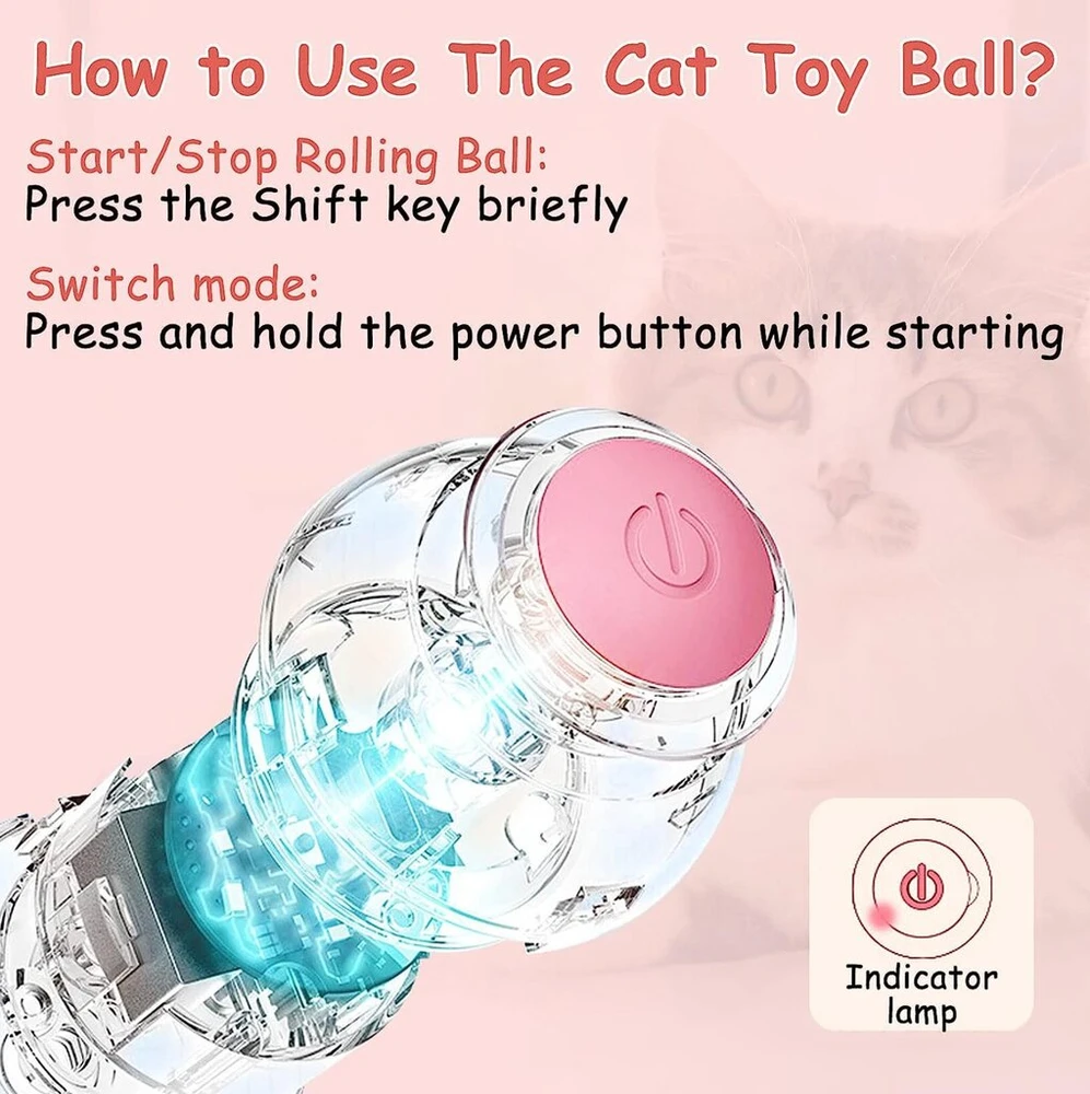 Interaktyvus kamuoliukas katėms Smart Cat Ball, rožinis Halpix