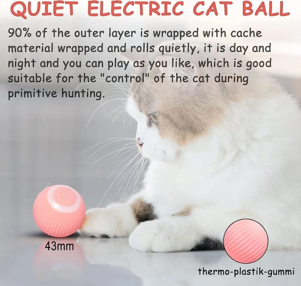 Interaktyvus kamuoliukas katėms Smart Cat Ball, rožinis Halpix