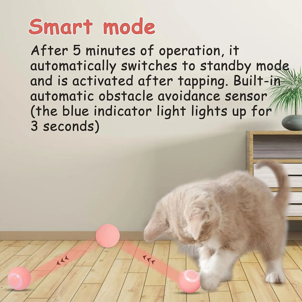 Interaktyvus kamuoliukas katėms Smart Cat Ball, rožinis Halpix