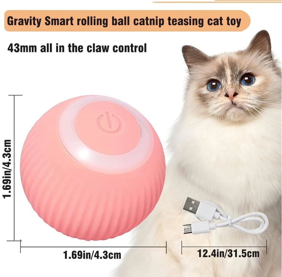 Interaktyvus kamuoliukas katėms Smart Cat Ball, rožinis Halpix