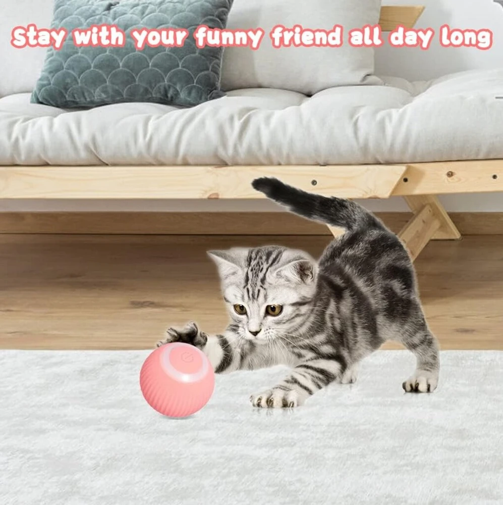 Interaktyvus kamuoliukas katėms Smart Cat Ball, rožinis Halpix