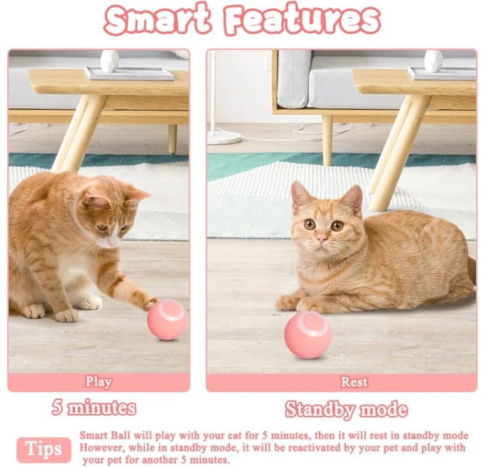 Interaktyvus kamuoliukas katėms Smart Cat Ball, rožinis Halpix