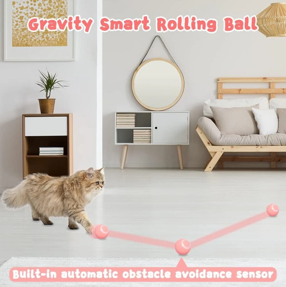 Interaktyvus kamuoliukas katėms Smart Cat Ball, rožinis Halpix