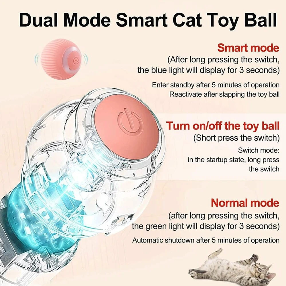 Interaktyvus kamuoliukas katėms Smart Cat Ball, rožinis Halpix