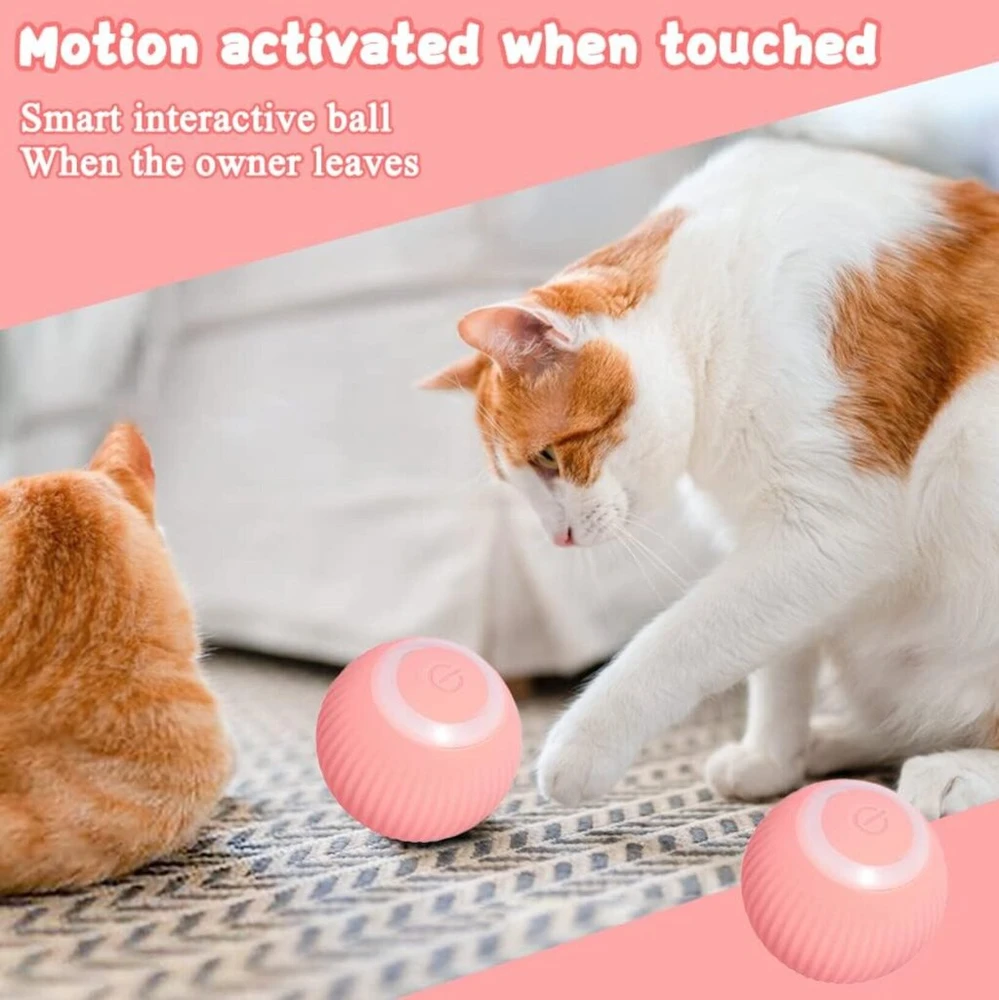 Interaktyvus kamuoliukas katėms Smart Cat Ball, rožinis Halpix
