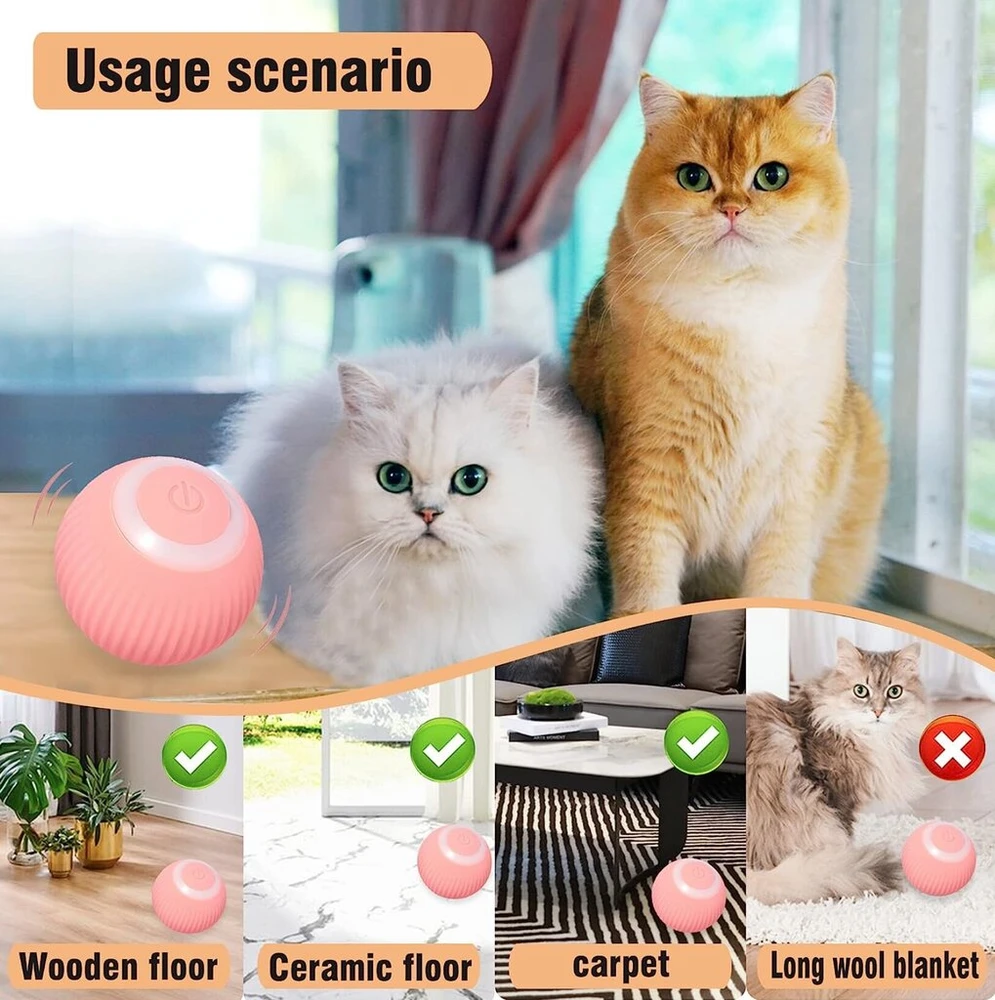 Interaktyvus kamuoliukas katėms Smart Cat Ball, rožinis Halpix
