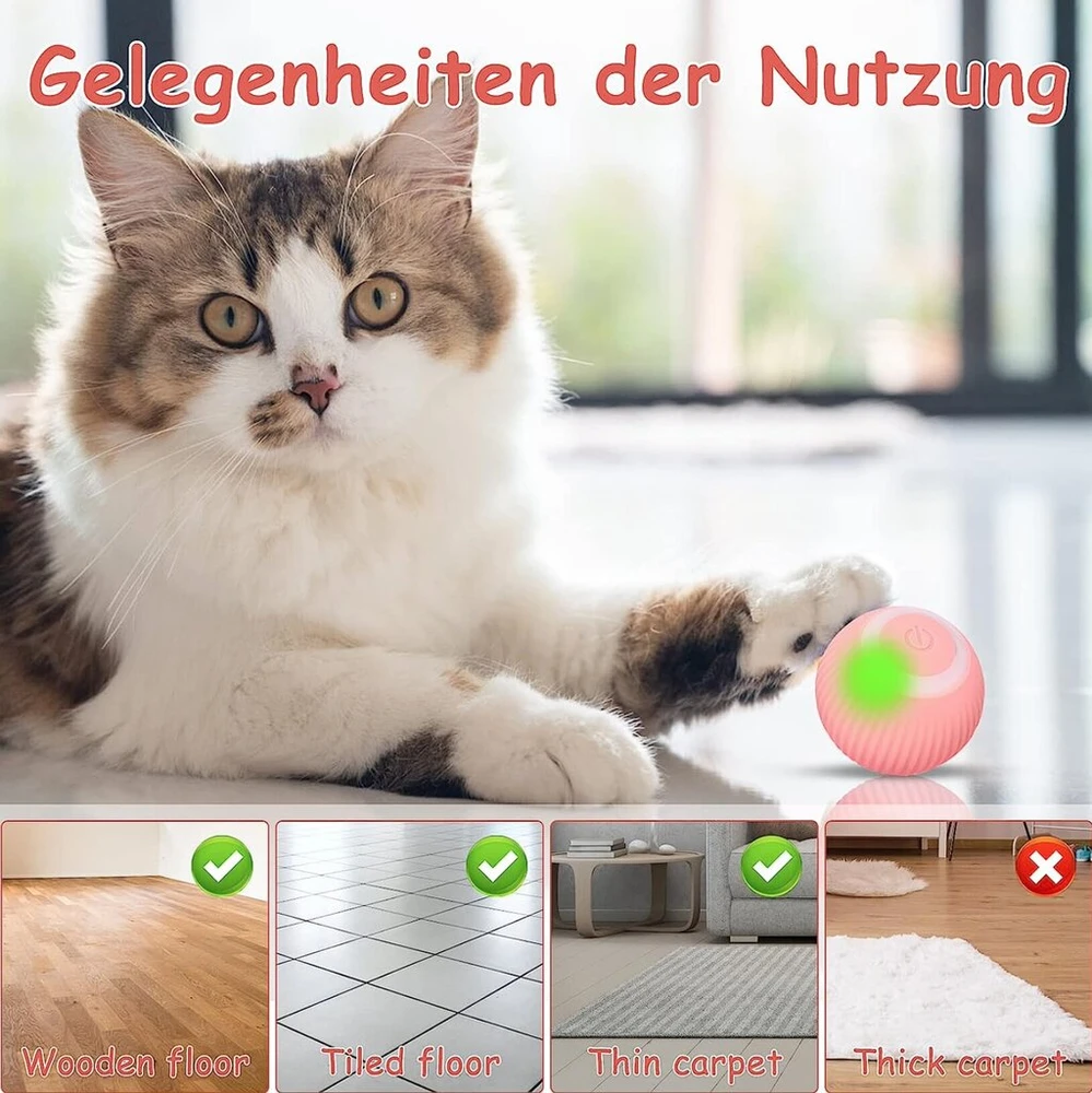 Interaktyvus kamuoliukas katėms Smart Cat Ball, rožinis Halpix