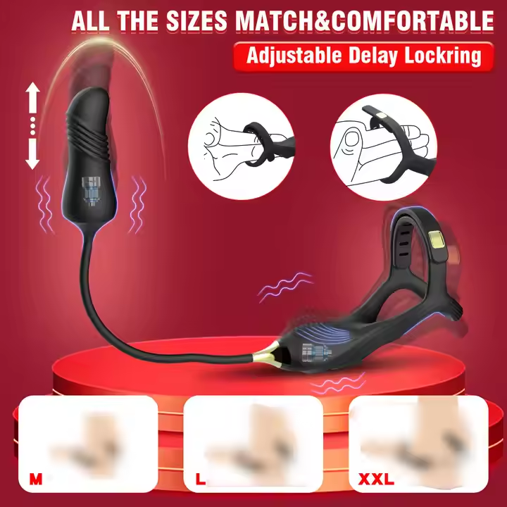 Išmanus prostatos masažuoklis su varpos žiedu