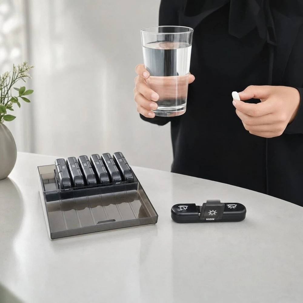 Savaitinis tablečių organizatorius, juodas