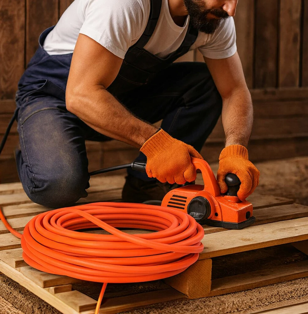 Sodo statybinis prailgintuvas su įžeminimu 30 metrų, storas 3x2,5 Boxer, spalva: oranžinė