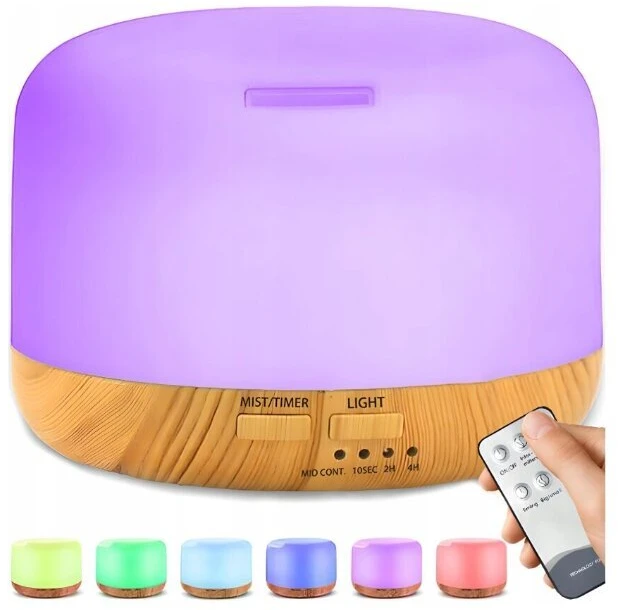 Oro drėkintuvas aromaterapijos kvapų difuzorius su 7 LED šviesos diodais, 12 W, spalva: balta