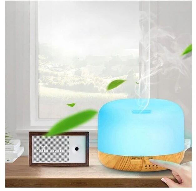 Oro drėkintuvas aromaterapijos kvapų difuzorius su 7 LED šviesos diodais, 12 W, spalva: balta