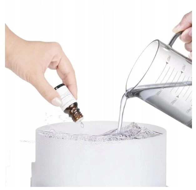 Oro drėkintuvas aromaterapijos kvapų difuzorius su 7 LED šviesos diodais, 12 W, spalva: balta