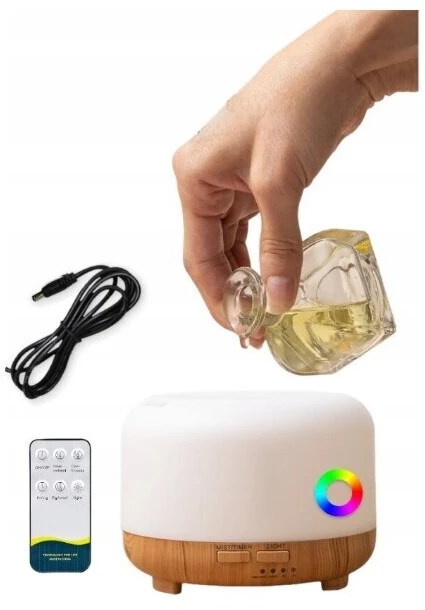 Oro drėkintuvas aromaterapijos kvapų difuzorius su 7 LED šviesos diodais, 12 W, spalva: balta