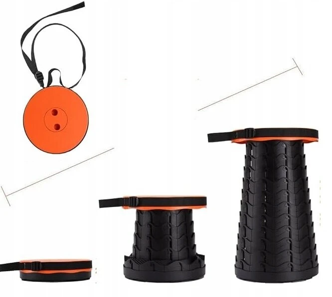 Teleskopinė žvejybos kėdė, juoda/orandžinė, 25cm