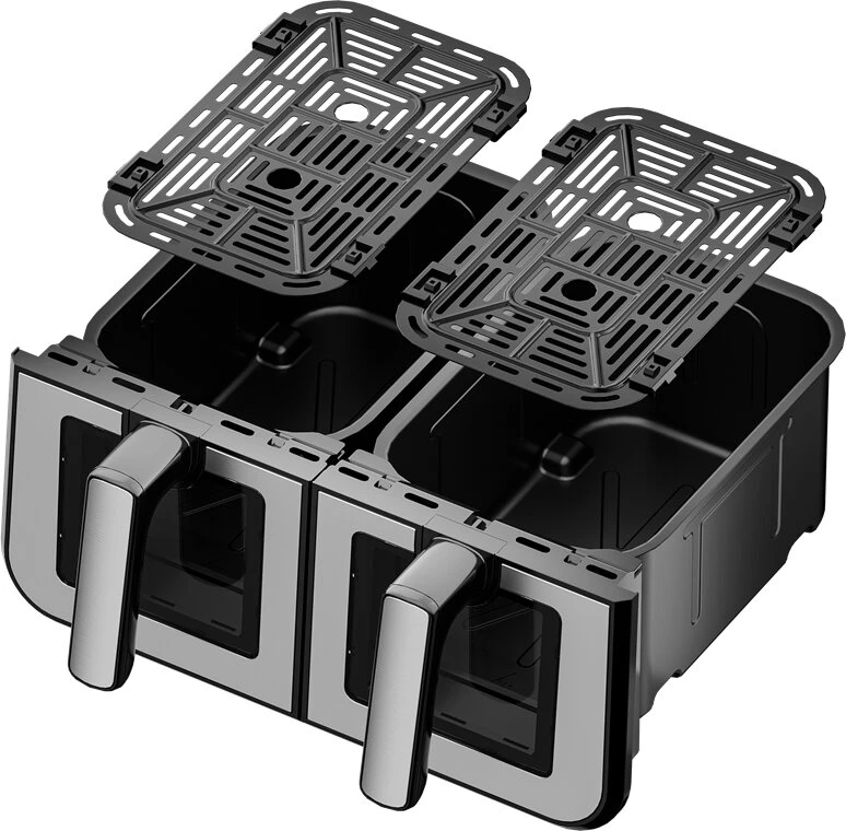 Kraftdele Kraft &amp; Dele Karšto oro gruzdintuvė be riebalų KD4179, 9 l 2500 W, du skyriai po 4,5 l + LCD ekranas, spalva: juoda