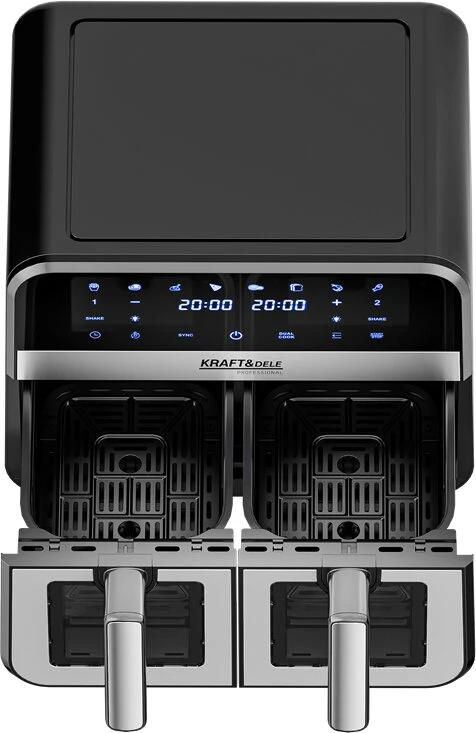 Kraftdele Kraft &amp; Dele Karšto oro gruzdintuvė be riebalų KD4179, 9 l 2500 W, du skyriai po 4,5 l + LCD ekranas, spalva: juoda