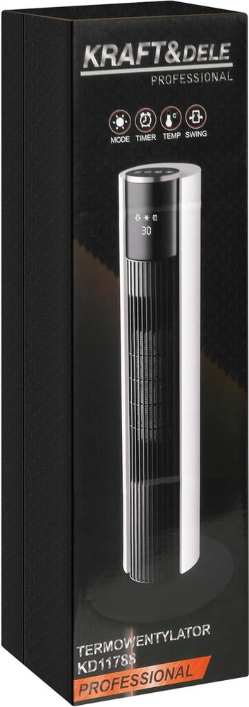 Kraftdele Kraft &amp; Dele 2000 W ventiliatorinis keraminis šildytuvas KD11788, su nuotolinio valdymo pultu, jutikliniu skydeliu ir LED ekranu, 20000 W