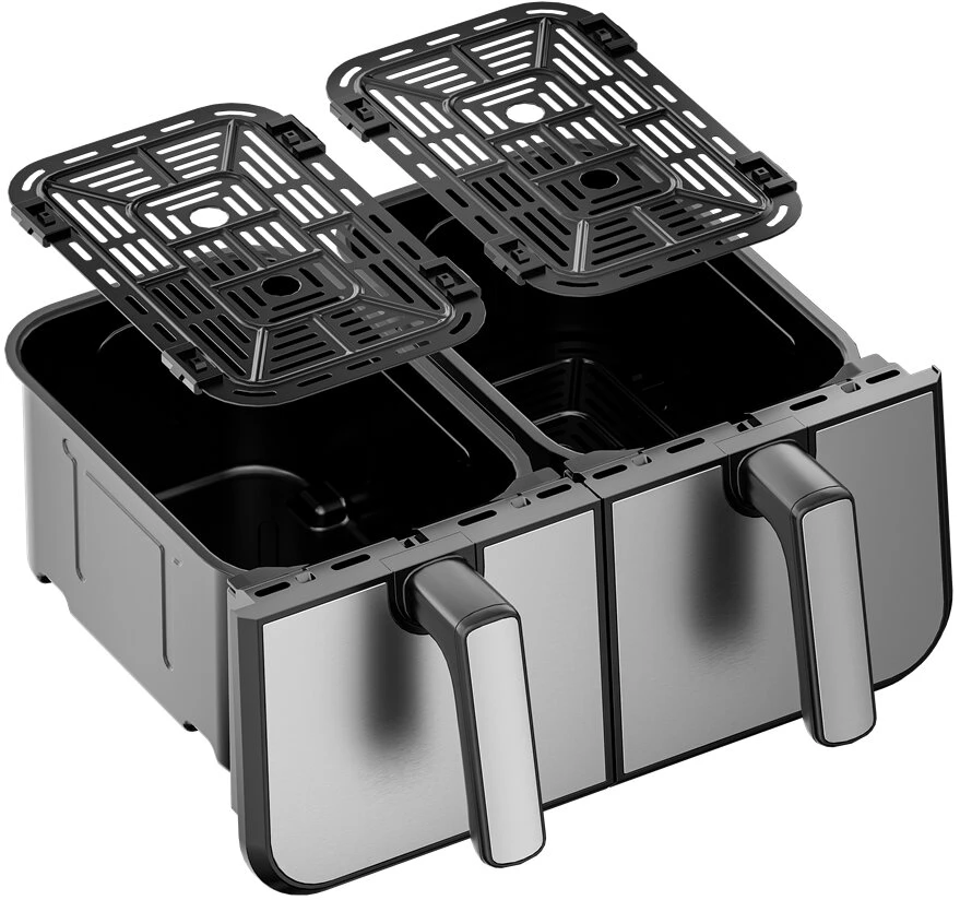Kraftdele Dviejų skyrių karšto oro gruzdintuvė 9l 2500W + LCD KD4180 Kraft &amp; Dele, spalva: juoda