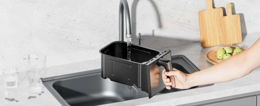 Kraftdele Dviejų skyrių karšto oro gruzdintuvė 9l 2500W + LCD KD4180 Kraft &amp; Dele, spalva: juoda